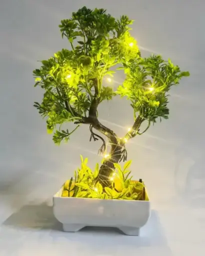 Artificial Bonsai Plant wth cork Light for home office Decoration